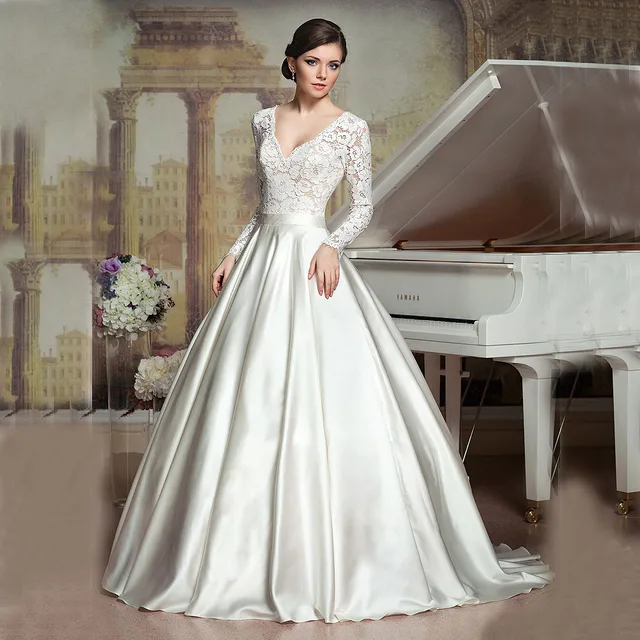Ivroy Ball Gown Satin Princess Wedding Dresses