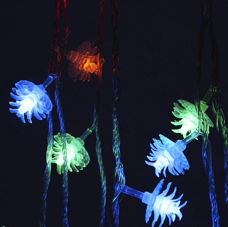 YINGTOUMAN PineCones Plug Type Christmas Lights Decoration Light Strings Flasher Party Lighting