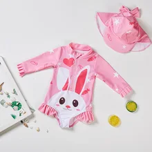 Бикини для девочек; красивый детский купальник; пляжная одежда+ Солнцезащитная шляпа; купальные костюмы для девочек; детский купальник с длинными рукавами; летний комплект из 2 предметов