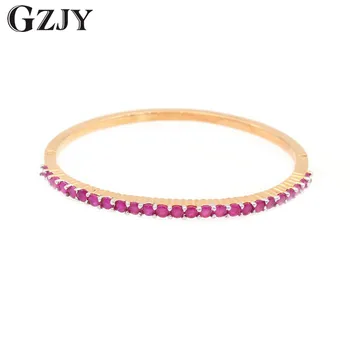 

GZJY Fashion Charm Red Zircon Cuff Bangle Bracelets For Women Girl Champagne Gold Color Party Jewelry Pulseiras