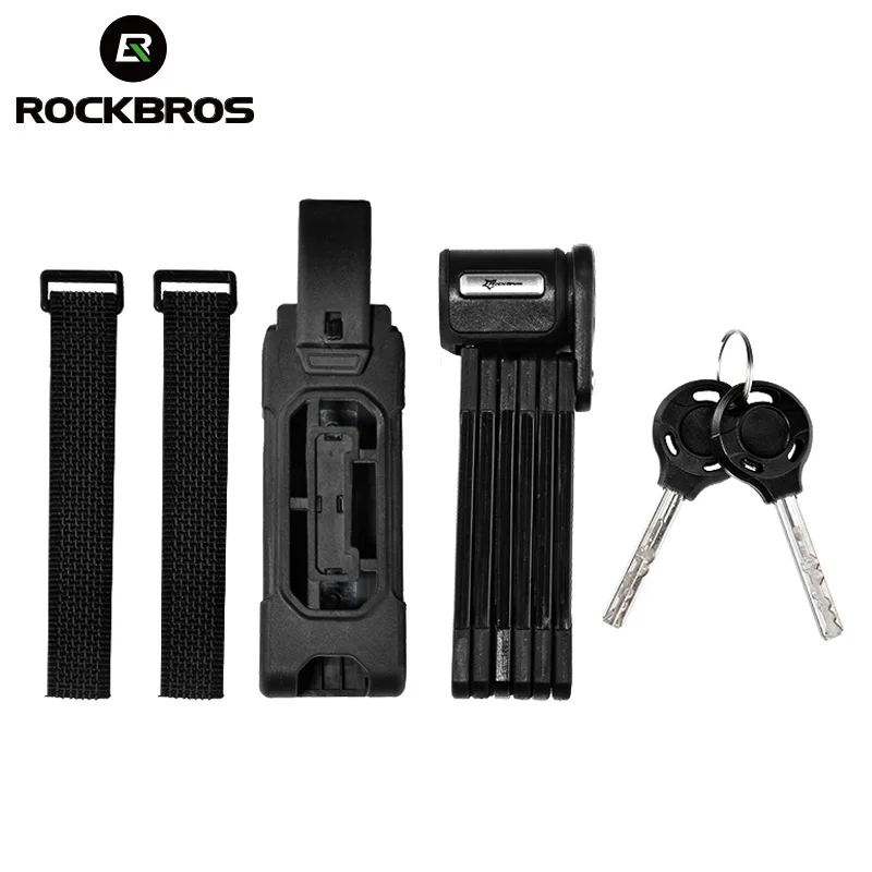 

ROCKBROS Bicycle Folding Lock Anti Theft Chain Cable Cycle Key Lock Bike Padlock High Security Drill Resistant Bike Accessories