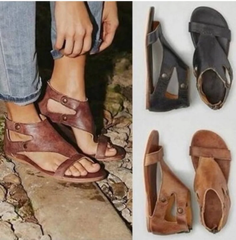 

2019 Summer Shoes Roman Women Sandals Gladiator Women Shoes Zip Open Toe Flip Flop Beach Sandalias Feminina Size 35-42