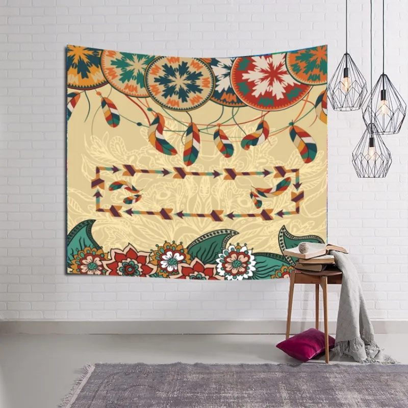 

Indian Feather Tapestry Wall Hanging Living Decor Sofa Rectangle Beach Sitting Blanket TPY78 Retro Home Decorative Yoga Mat