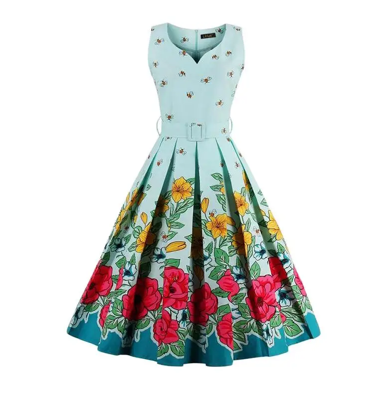 JOYINPARTY 2017 bee flower print vintage dress style 1950 s pretty