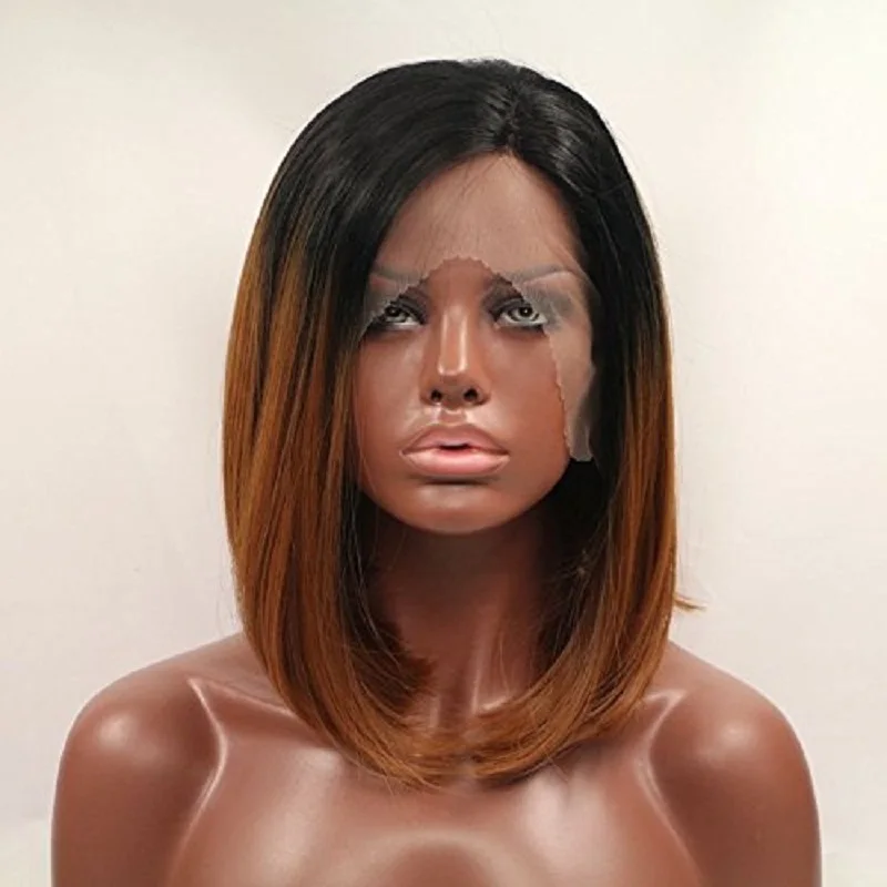 

Charisma Ombre Brown Bob 10 Inch Synthetic Short Hair Lace Front Wigs Glueless For Women Natural Hairline 150% Density