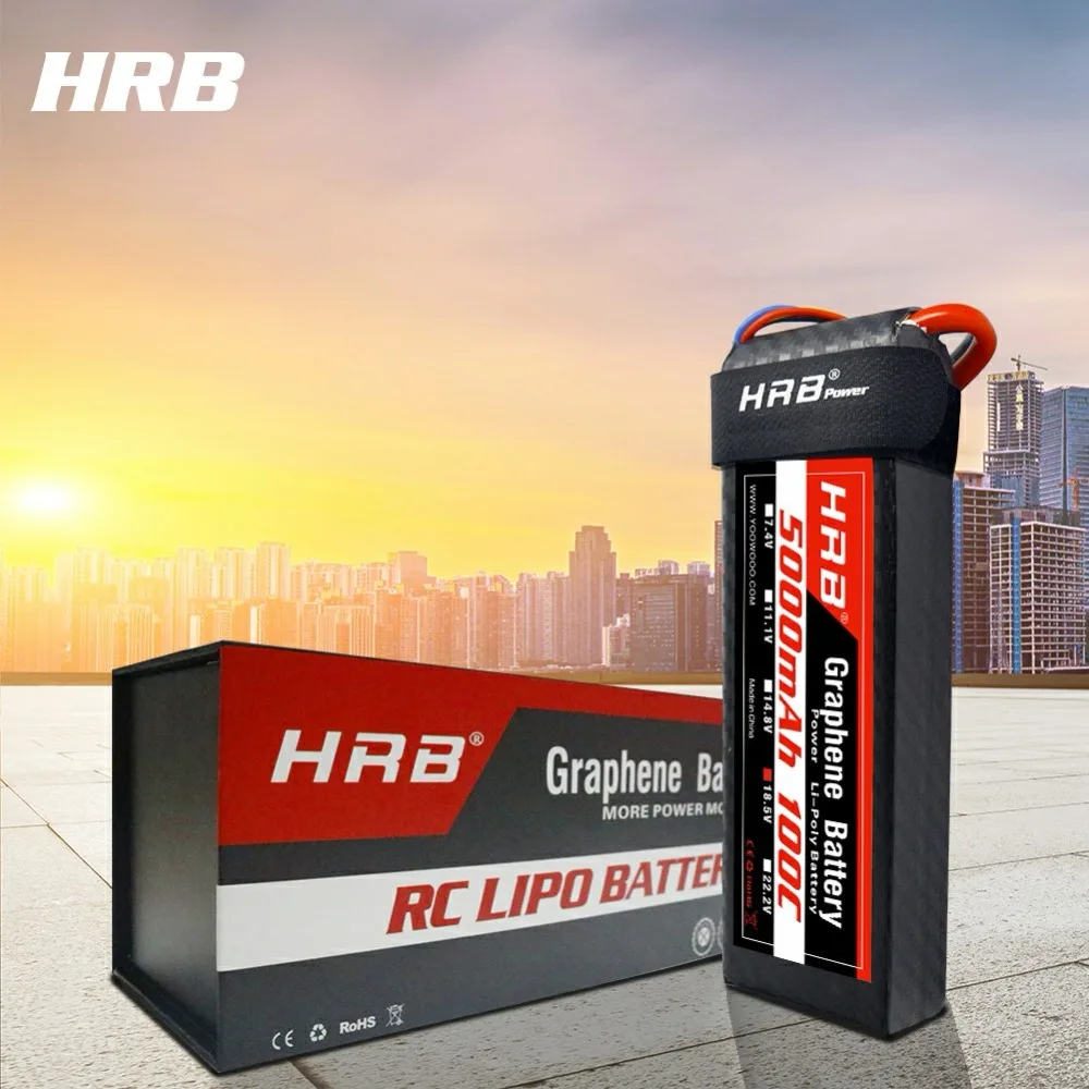 

HRB RC Battery 18.5V 5000mAh 100C 200C 5S RC LiPo Battery for Helicopter Quadcopter Airplane Drone with AB Buckle Clip 1-8s test