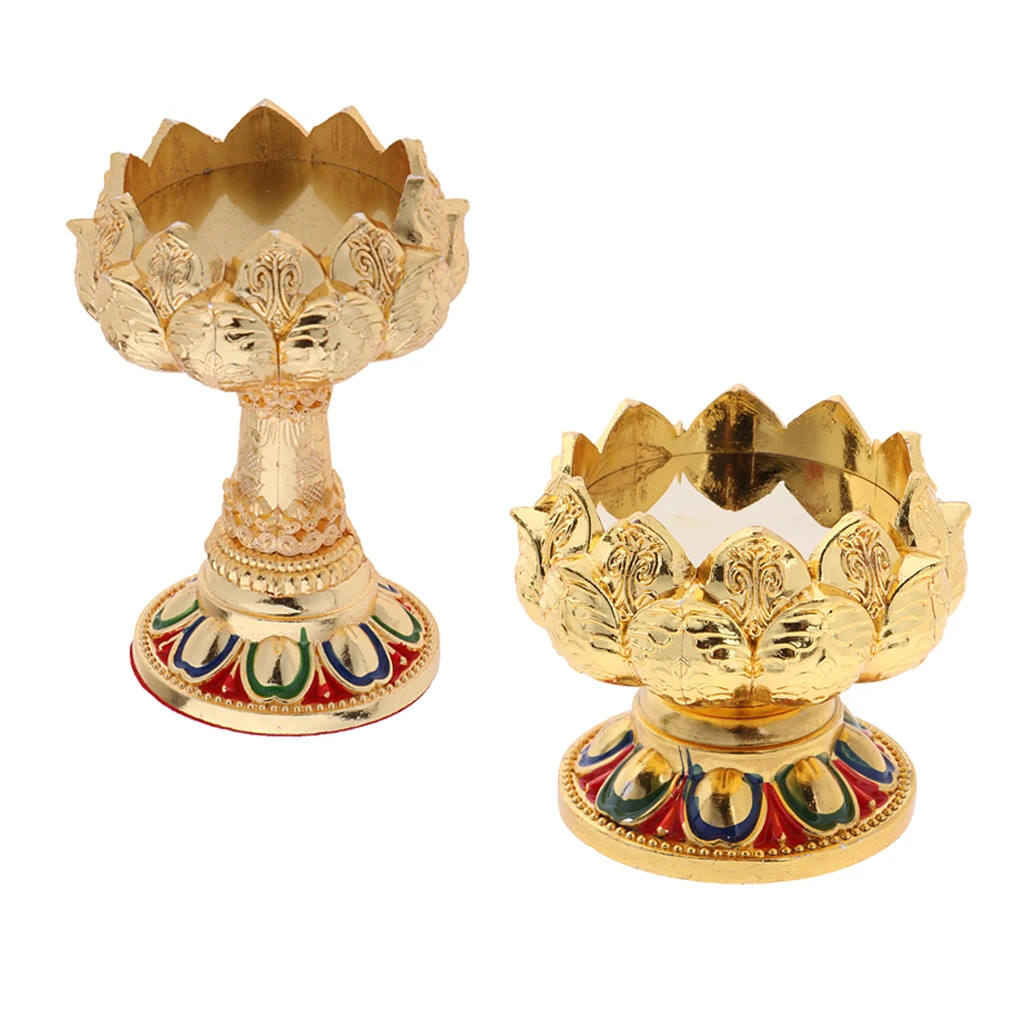 45/76mm Height Buddha Lotus Butter Candle Lamp Holder Base Burner for Home Praying Safe/ Fortune/ Luck