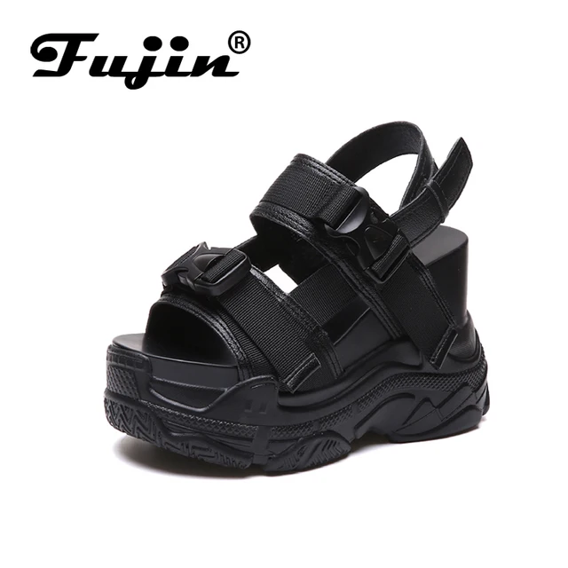 Fujin High Heeled Sandals Female Increased Shoes Thick Bottom Summer 2019 New Women Shoes Wedge with Fujin High Heeled Sandals Female Increased Shoes Thick Bottom Summer 2019 New Women Shoes Wedge with Open Toe Platform Shoes