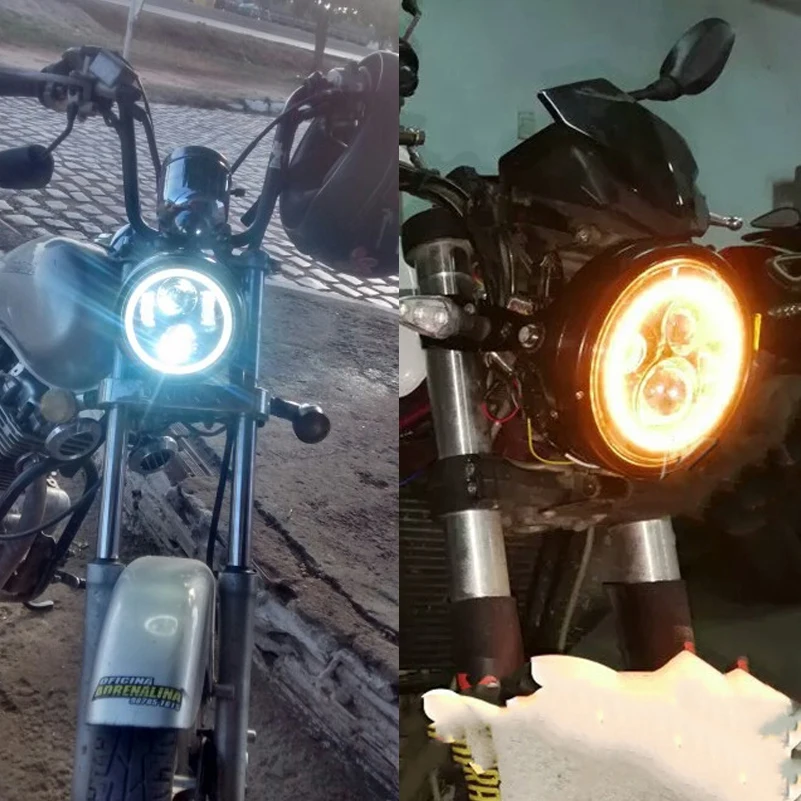 OTBS 7 дюймов круглые светодиодные фары Halo Angle Eyes + указатель поворота для Harley