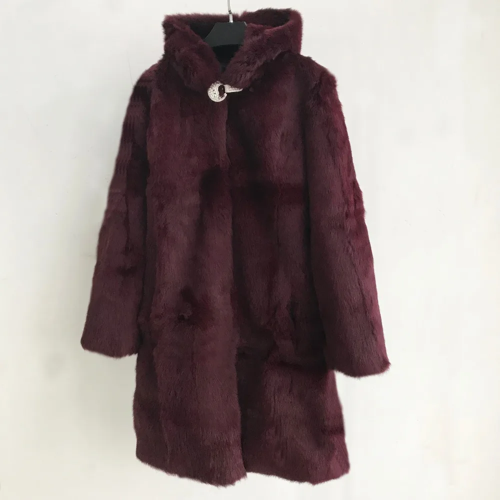 Пальто с капюшоном с натуральным кроличьим мехом пальто женское натуральное меховое пальто на заказ 7XL Большие размеры фабричная верхняя