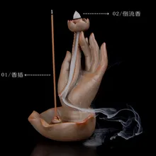backflow incense holder room fragrance humidifier ceramic buddha incense burners Buddhism hand incense stick holder diffuser
