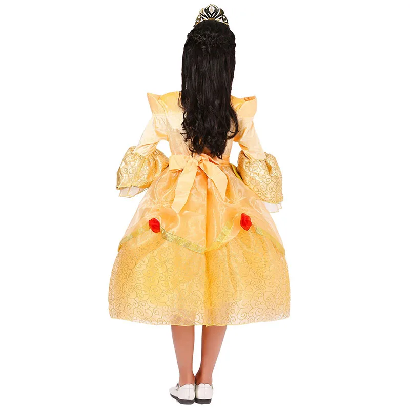 Костюм принцессы Авроры для маленьких девочек; детское длинное Золотое Платье с вышивкой; праздничное фатиновое платье на день рождения; нарядный наряд для костюмированной вечеринки