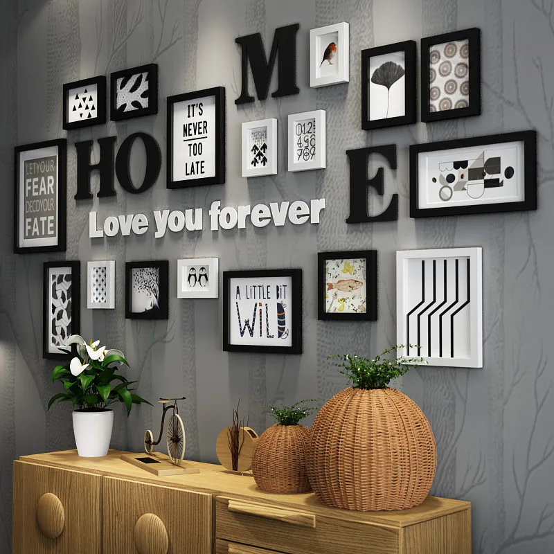 Modern solid wood photo frame creative photo wall background photo