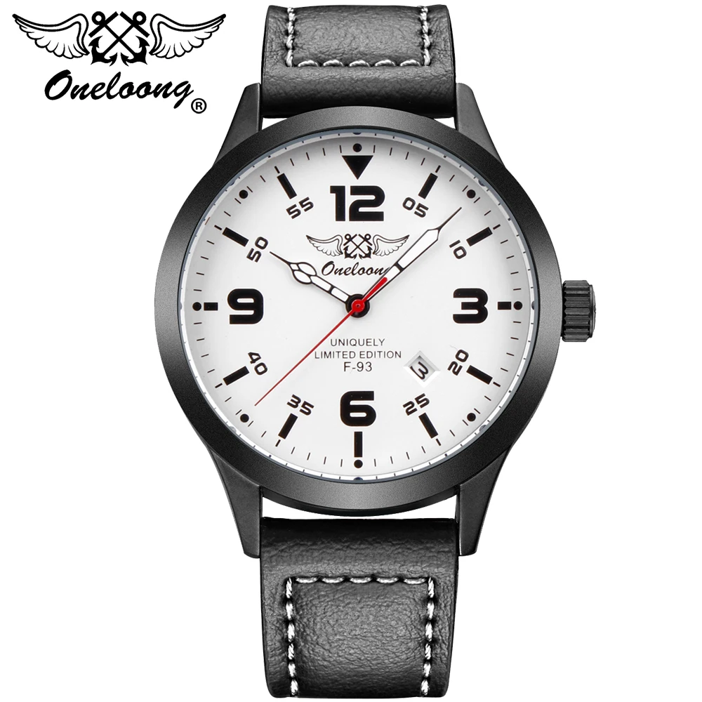 Aviation Inspired Oneloong Brand Fashion Wristwatch Leather Strap