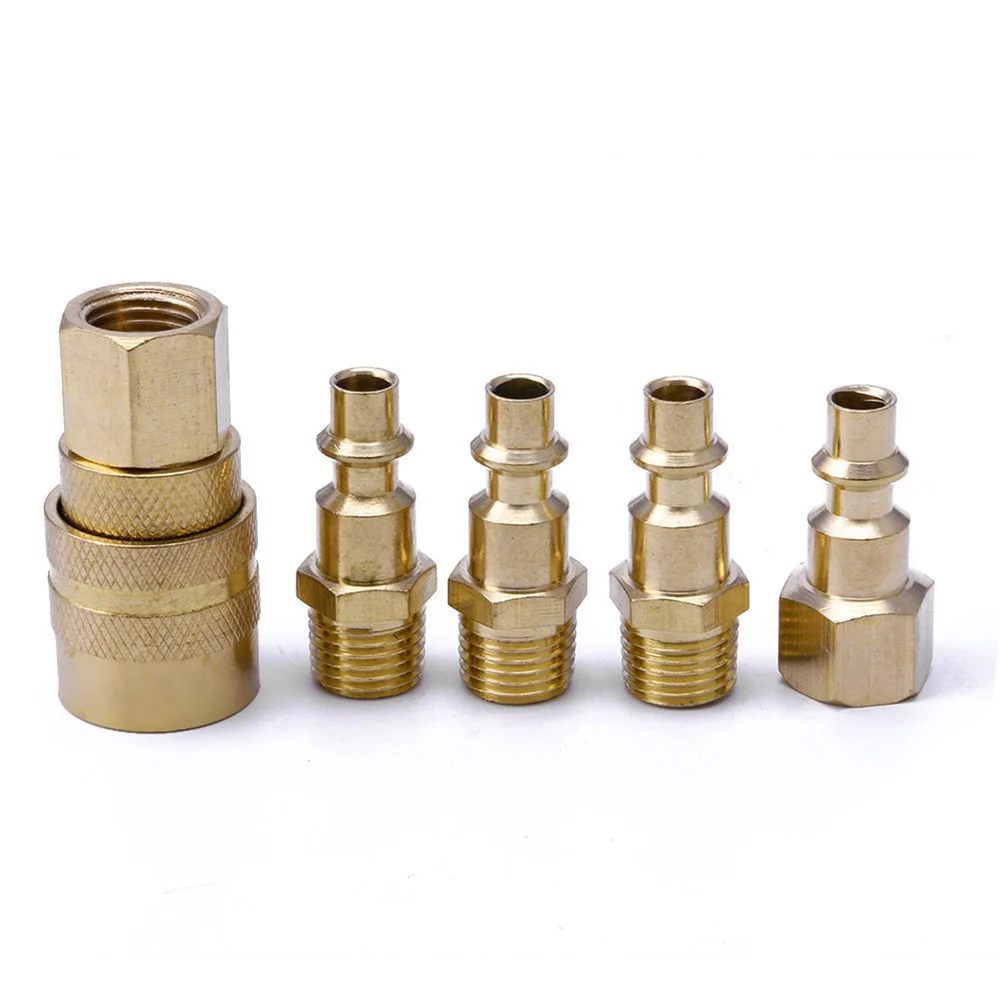 5Pcs Brass Quick Coupler Set Solid Air Hose Connector Fittings 1/4" NPT