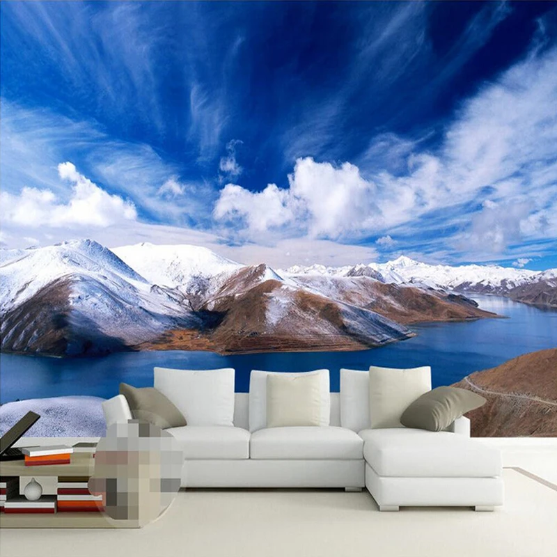 

Custom 3D Photo Wallpaper Snowy Alpine Lake Sky Living Room Bedroom Restaurant Wall Painting Decor Mural Wallpaper De Parede 3D