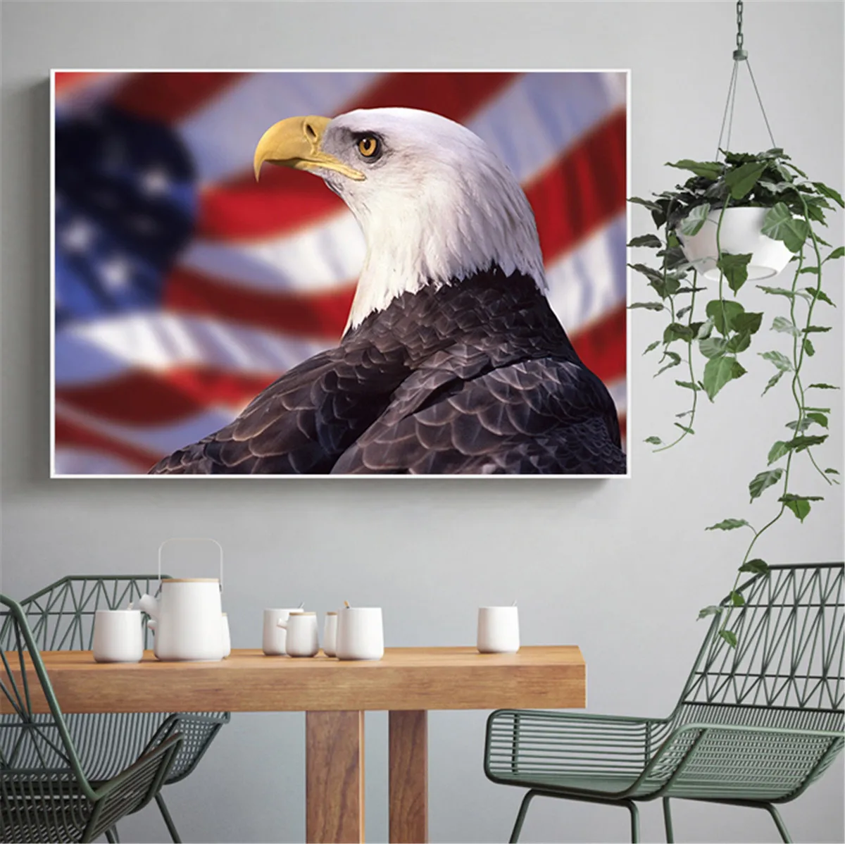 Modern Print American Eagles USA Flag Painting On Canvas Art Home decor abstract oil painting Wall Picture For Living Room | Дом и сад