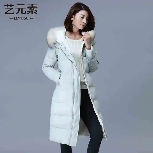 Best price at $305 Cheap 2015 New Hot Winter Cold Warm Woman Down jacket Coat Parkas Outerwear Hooded Raccoon Fur collar Simple Long Plus Size XL High