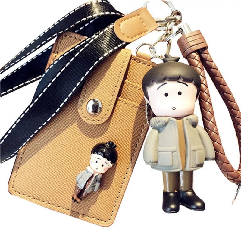 

HNXZXB Name Credit Card Holders Women Men PU Bank Card Neck Strap Card Bus ID holders candy colors Identity badge with lanyard 1