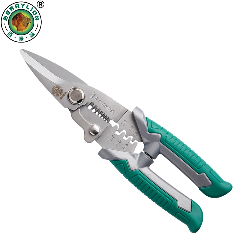 

BERRYLION 210mm Crimping Pliers 3 in 1 Multitool Wire Stripper Cutting Cable Garden Twigs Leather For Electricians Crimping Tool