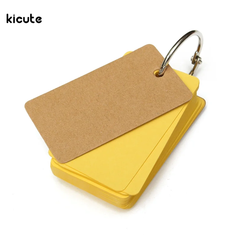 

70 Pages Portable Cute Style Empty Page Kraft Paper Notepad Word Study Card Memo Pad Loose Leaf Notes DIY Notepad Color Random