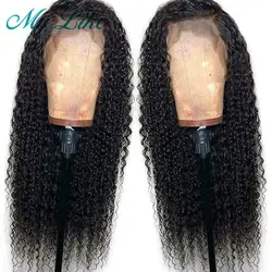 My Like Kinky Curly 360 кружевных фронтальных париков бразильские Remy человеческие волосы парики предварительно сорвал с волосами младенца 130% 150%