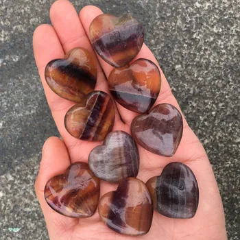 

10pcs high quality polished fluorite heart natural stones and minerals healing crystals gemstones for making jewelry