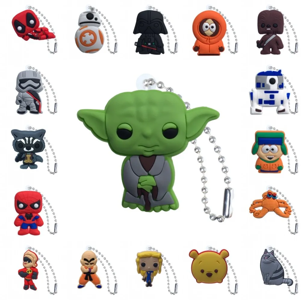 

10pcs PVC Keychain Cartoon Figure Star Wars Key Marvel Avenger Chains Key Ring Super Hero Key Holder Fashion Charms Trinkets