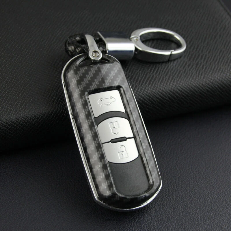 

1pc Car Key Fob Cover Case with Keychain For Mazda 2 3 6 CX3 CX5 CX9 MX5 black plastic remote auto key case cover protector