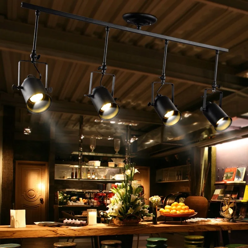 

1/2/3/4heads American track modern minimalist living room bar clothing store restaurant LED lights creative light Retro 110-240V