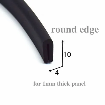 Rubber U Strip Edge Shield Encloser Bound Glass Metal Wood Panel Board Sheet for Cabinet Vehicle Thick 0.5mm- 10mm x 1m Black