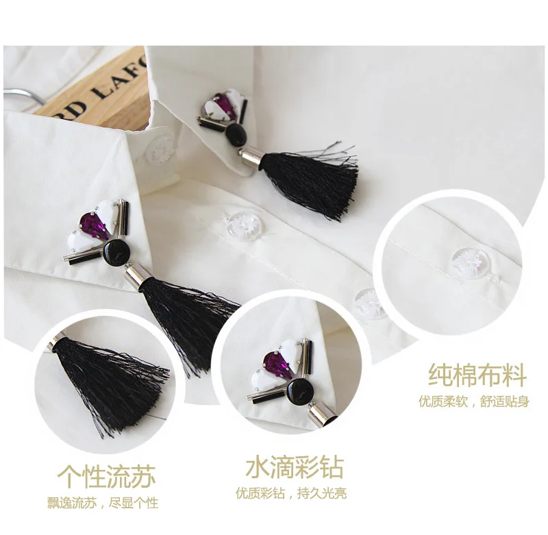 Дикая рубашка с круглым вырезом отворот кукольный воротник жемчужными