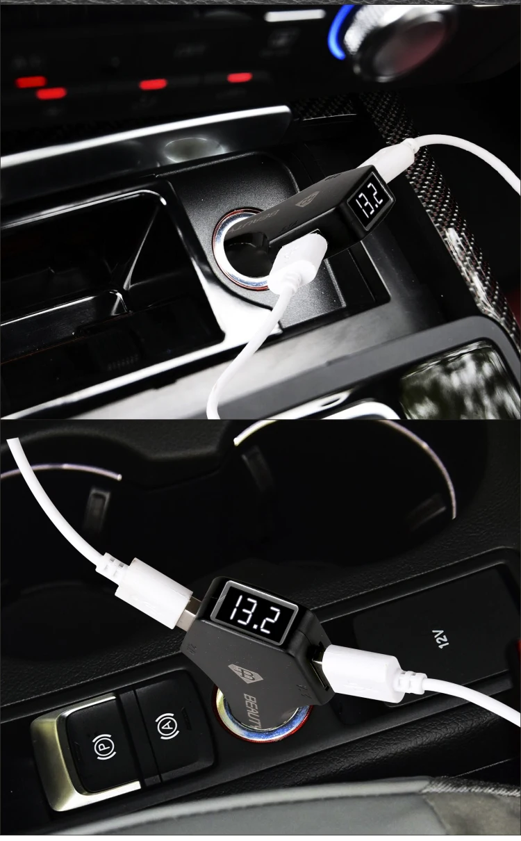 USB Car Charger outlet with Dual 2 usb ports cigarette lighter socket splitter plug power adapter for fast mobile Phone charging