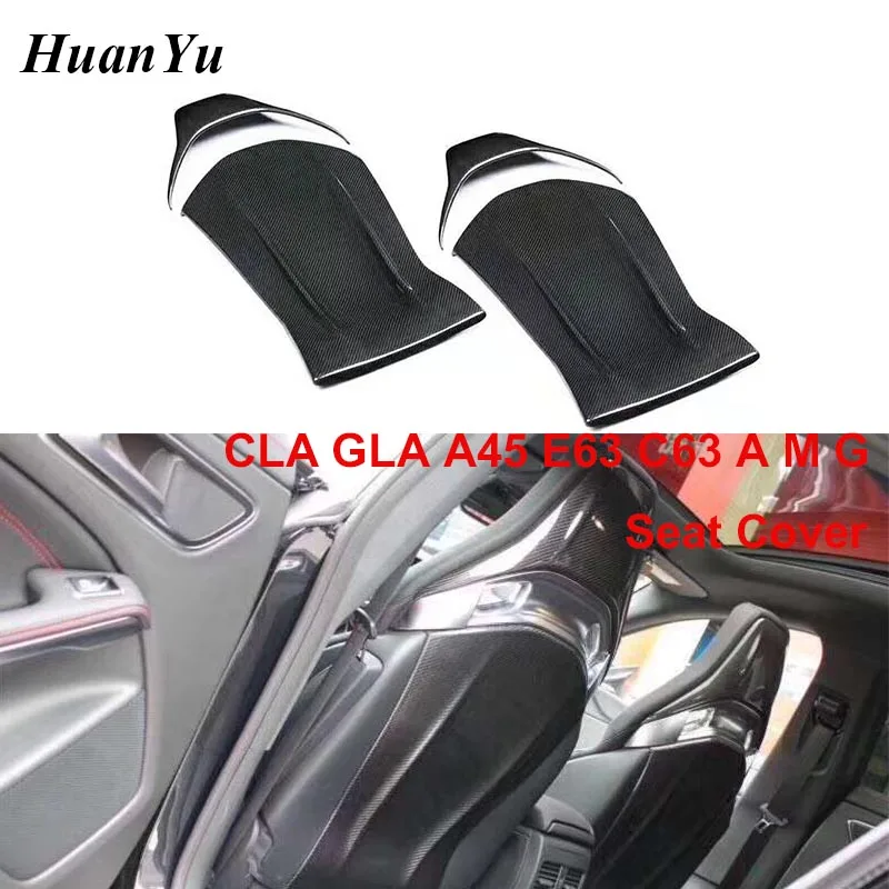 4pcs/Set Carbon Fiber Seat Back Cover for Mercedes CLA GLA A45 E63 C63 A M G Add-on Type Backseat Trim
