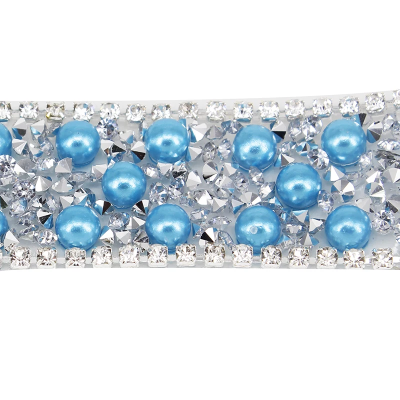 

10yard Beaded Crystal Hot fix Rhinestones Lace Ribbon Applique Iron on Motif Clothes Bag Decoration Sewing Accessories T1934