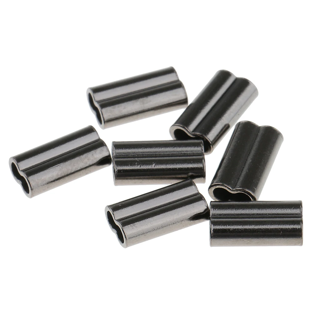50 x Mini Copper High Strength Double Barrel Crimp Sleeves Tube Fiish Connector 6 sizes mini copper double barrel leader sleeves