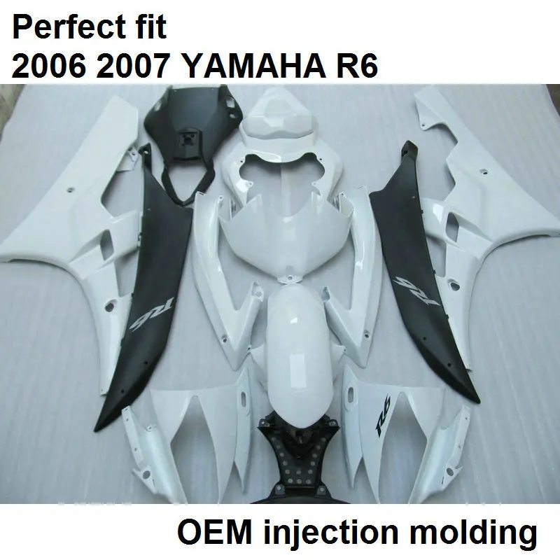 

Injection molding fairings for Yamaha YZF R6 06 07 white black motorcycle fairing kit YZFR6 2006 2007 BN34