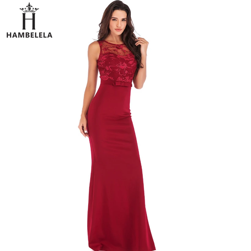 HAMBELELA длинное платье макси с открытой спиной женское платье летнее вечернее платье сексуальное элегантное кружевное платье с круглым вырезом и цветочным рисунком Vestidos Longo