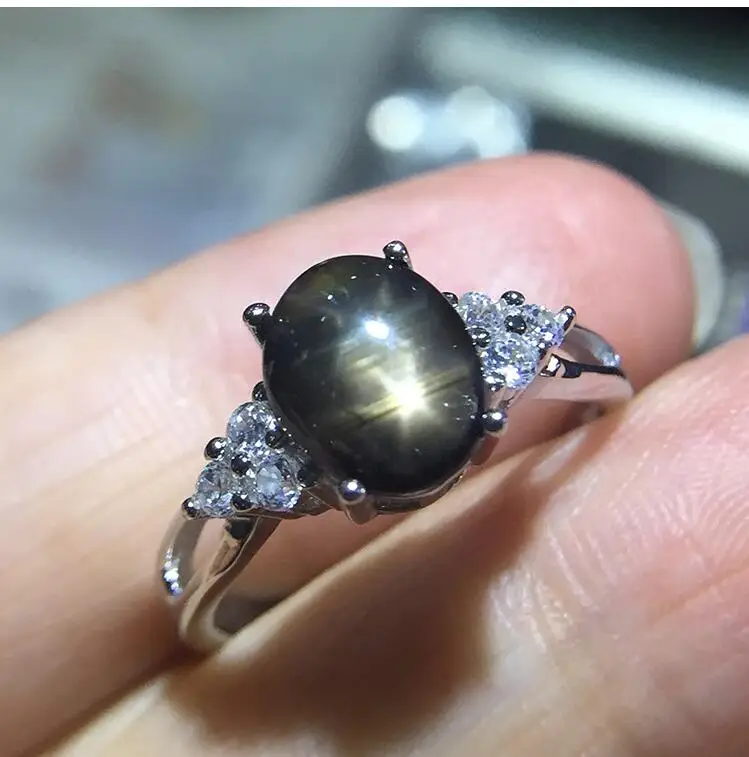 Natural real blue sapphire ring 925 sterling silver Fine handworked jewelry Finger rings Gem Size 7*9mm