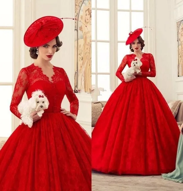 2017 New V Neck Princess Wedding Dress vintage Victorian Gothic Vintage