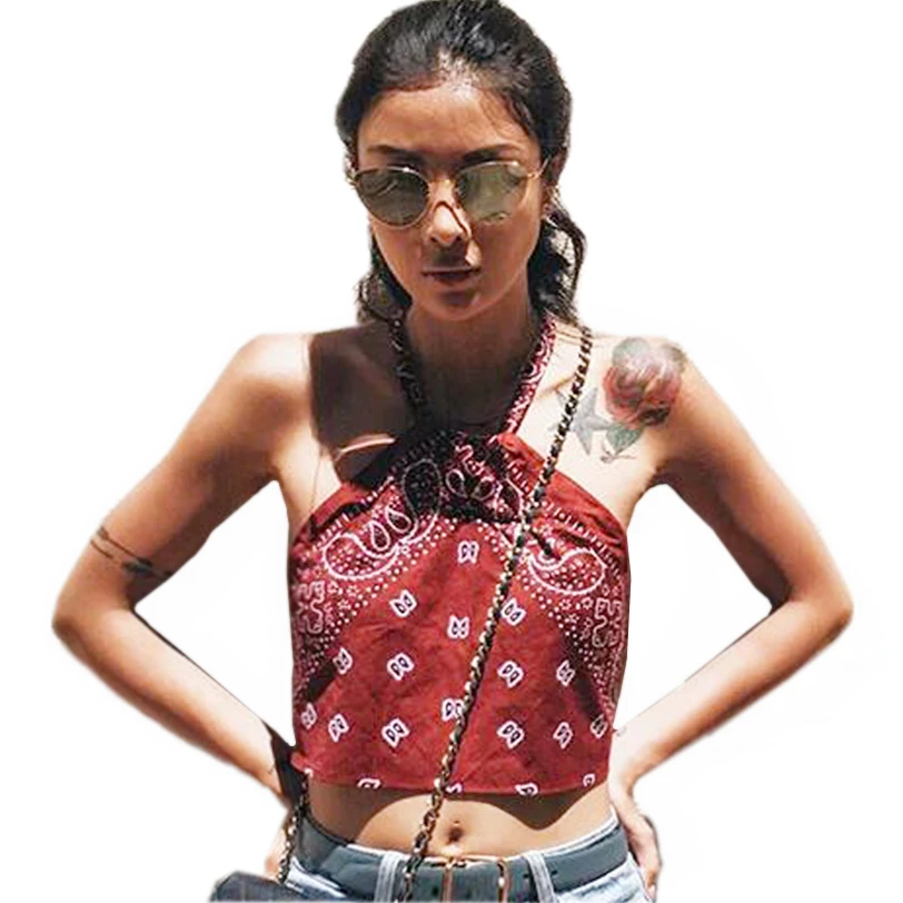 

Backless Paisley Camis Crop Top Female Tank Casual Vest Women's Tops Base Shirt Loose Cropped Women's Blouse Wholesale 40JA29