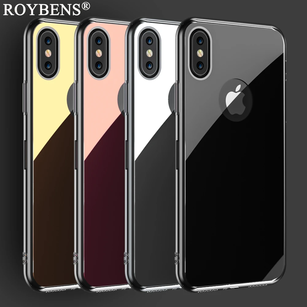 For iPhone X Case Roybens Fashion Shinny Ultra Thin Slim Mirror Cover Apple 10 Soft Rubber Skin Phone Cases |