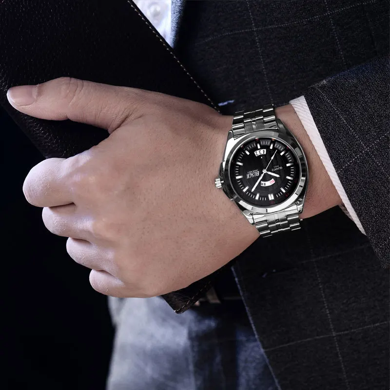 

BOSCK Relogio Masculino Fashion Montre Homme Reloj Hombre Quartz-Watch men Watch Leather Wristwatches Men Watches Business clock