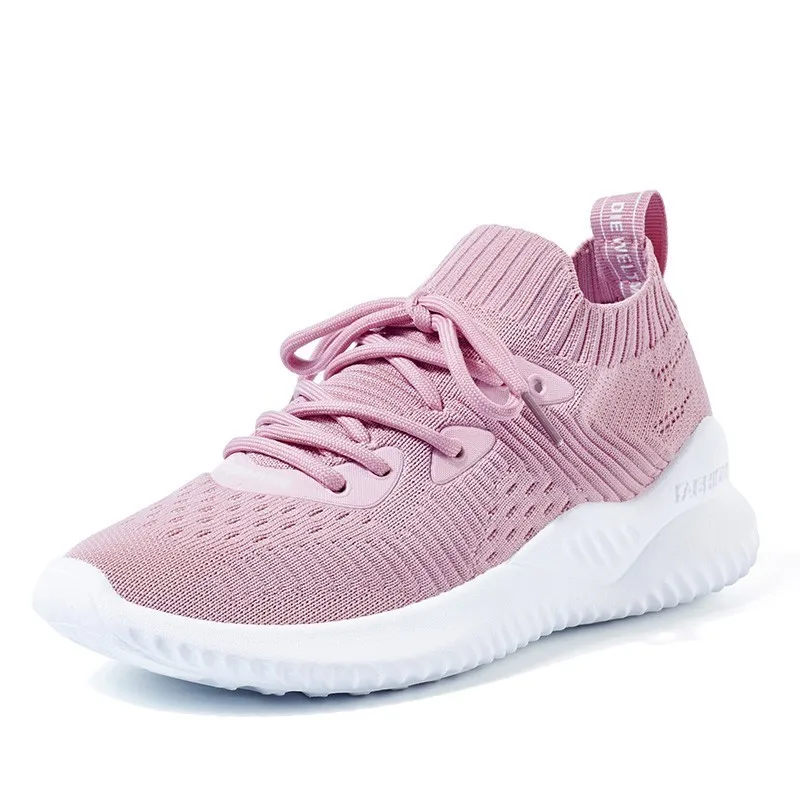 Светильник на шнуровке; женская обувь для бега; спортивная обувь для тренировок; дышащие кроссовки без шнуровки; женская повседневная обувь; уличные кроссовки - Цвет: Розовый