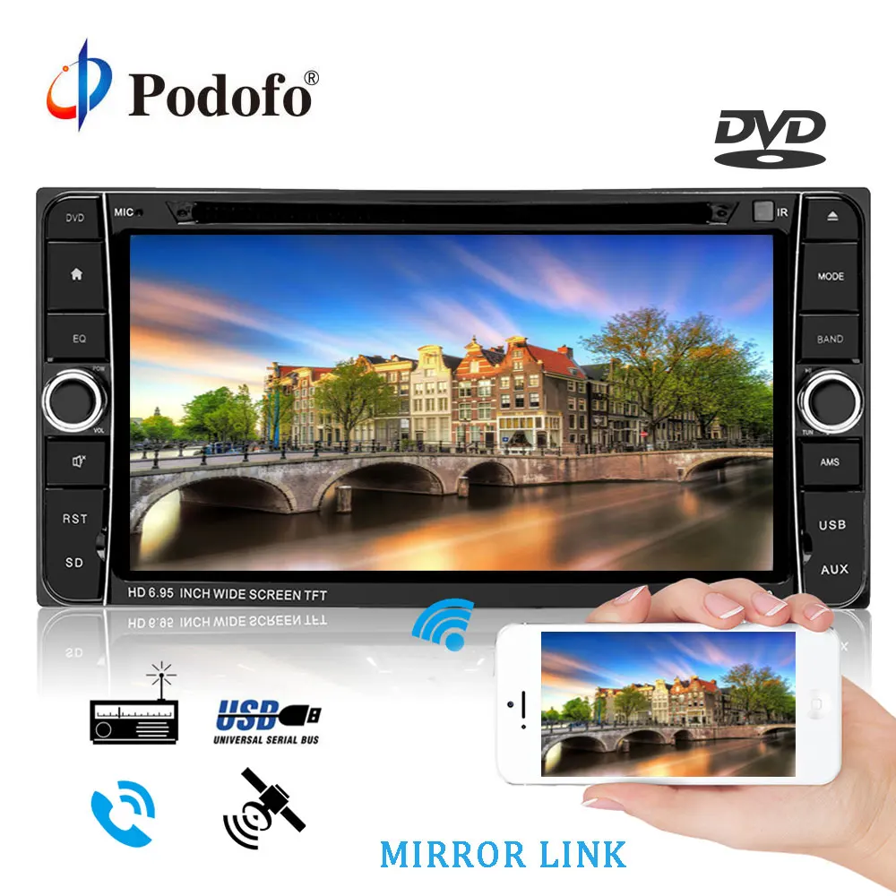 Best Podofo 7" Android 2 Din Car Radio DVD Stereo Audio GPS Navigation 2din Multimedia player For Toyota Corolla Automagnitol Player 0