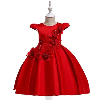 

Drop Ship Princess Pageant Party Dance Wedding Birthday Ball lovely 3D Flowers Applique Vintage Child Dress Holiday Wear