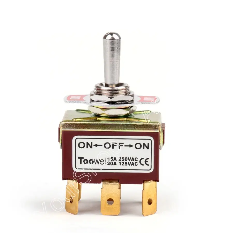 

Areyourshop 1PCS Toggle Switch 3 Terminal 6Pin ON-OFF-ON 15A 250V Toggle Switch Lock DP3T Industria