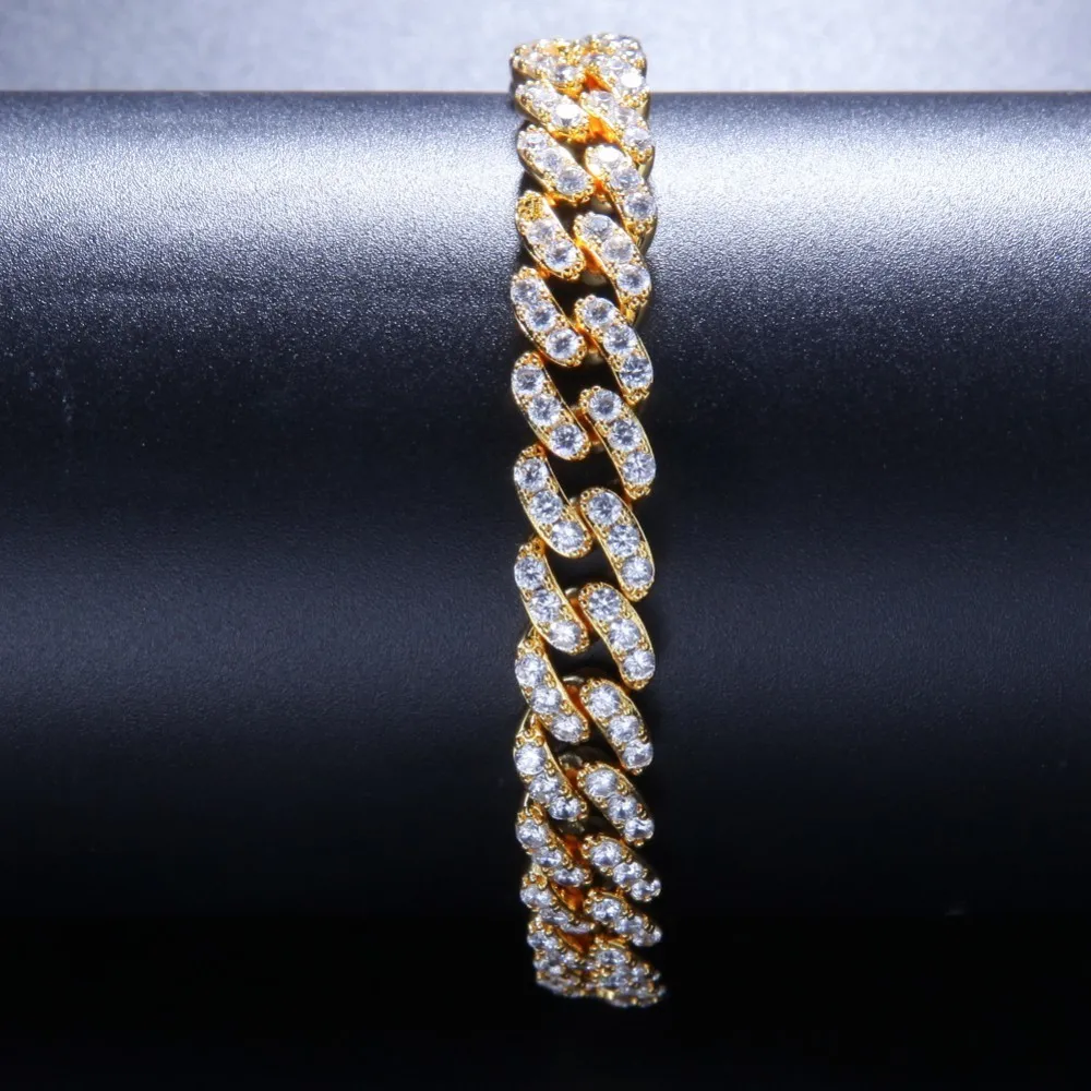 UWIN 9mm Iced Out Cuban Link Bracelet Zircon Hip Hop Fashion Punk Chain Bling Bling Charms Jewelry