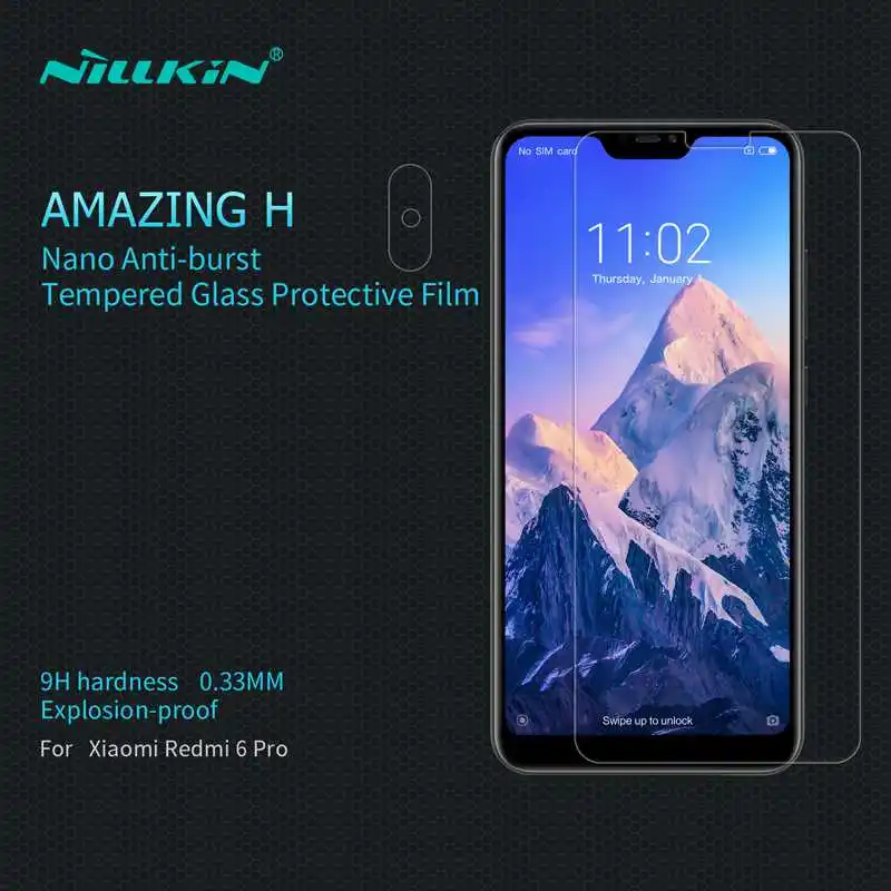 

Nillkin Redmi 6 Pro Tempered Glass For Xiaomi Mi A 2 Lite Screen Protector LCD Protective Front Film + Camera Sticker Shockproof