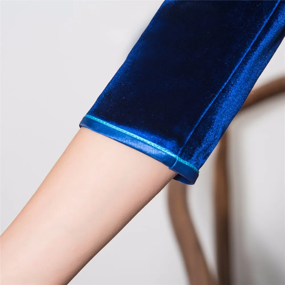 Шанхай история 3/4 длинный рукав вышивка бархат cheongsam традиционное китайское Ципао платье восточное платье для женщин 4 цвета